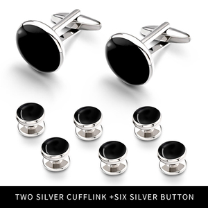 男性用ビジネスタキシードロジウムメッキエナメルカフリンクスブラックゴールドトーンスタッドセットBouton De Manchette - Product Image 4