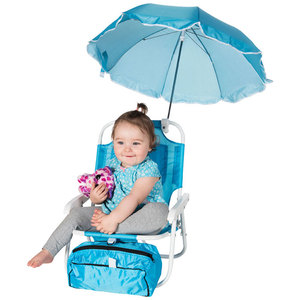 Fabrieksgroothandel op maat gemaakte Braziliaanse kinderstrandstoel met blauw-paarse kleur en zonnescherm - Product Image 3