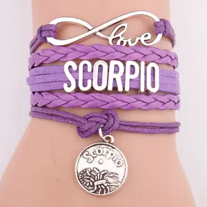 Tình Yêu Vô Hạn Dệt Scorpio Handmade Quyến Rũ Vòng Đeo Tay Zodiac Vòng Đeo Tay