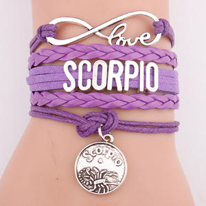 Infinite Love Woven Scorpio Pulsera <span class=keywords><strong>de</strong></span> constelación hecha a mano Pulseras <span class=keywords><strong>de</strong></span> pulsera del zodiaco para mujeres Hombres - Product Image 1
