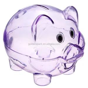 Cute Plastic Pig Clear Piggy Bank Coin Box Money Cash Saving Case Kids Toy