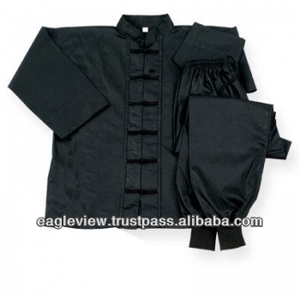 Todo negro 8oz 100% algodón estudiante Kung Fu uniforme con cintura elástica con cordón perfecto desgaste de artes marciales para estudiantes - Product Image 2