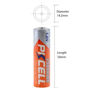 PKCELL 1.6V Aa 2500mWh Ni-Zn แบตเตอรี่แบบชาร์จไฟสำหรับสมดุลอิเล็กทรอนิกส์