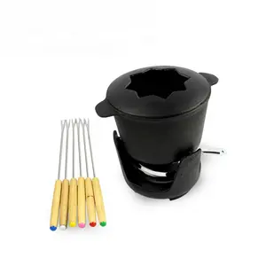 Pot <span class=keywords><strong>à</strong></span> <span class=keywords><strong>Fondue</strong></span> traditionnel <span class=keywords><strong>en</strong></span> <span class=keywords><strong>fonte</strong></span> de fromage émaillé noir - Product Image 2