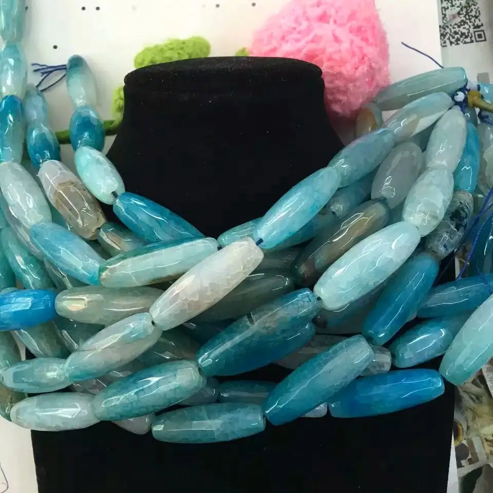 バレル形状の明るい色の瑪瑙ビーズファセットオーバル滑らかなルーズドラムチャームDIYジュエリー作りブレスレットヒーリング