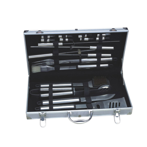18 unids stainess acero herramientas ASADOR situado en caja de aluminio portátil - Product Image 1