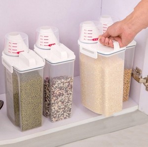 VenDotbi Rijstdispenser, 22-25 pond rijstcontainer met maatbeker, verbeterde ingebouwde verse doos, granendispenser opslag met deksels voor thuis keuken bijkeuken rijst sojabonen maïs, wit (‎T2