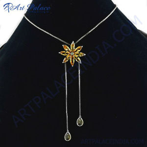 Collar de Zirconia de tono glamuroso minimalista brillante Floral CZ 925 accesorios de joyería de plata esterlina sólida para ella - Product Image 1