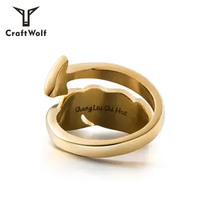 Craft Wolf Personalized Jewellery Antique Gold Silver Titanium Feather Arrow Couple Stainless Steel Rings For Man Women