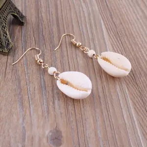 Simple Fashion Bohemian Cowrie Shell Gold Earring Handmade Women Jewelry Drop Earring