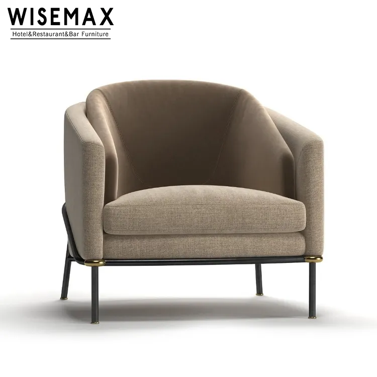 Nuevo diseño italiano Marco de Metal moderna sala de sillón de ocio Fil Noir tela Hotel longue silla en venta
