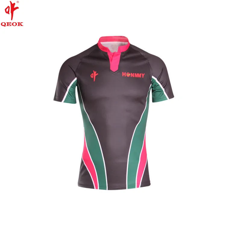 Sublimatie Uniformen, Rugby T-shirt, Zwart Jersey Voetbal En Korte Broek