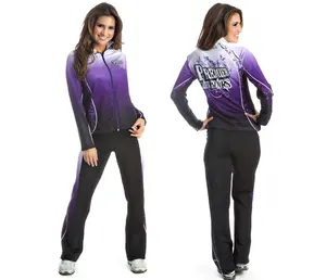 Sublimation printing cheerleading warm up,custom design training track suit,women's cheer jacket & pants