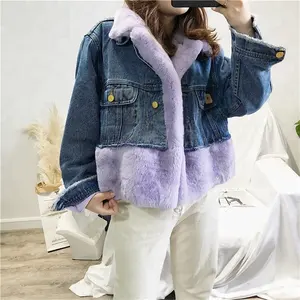 women winter casualbomber jacket real rex rabbit fur jeans fur jacket coat fur women