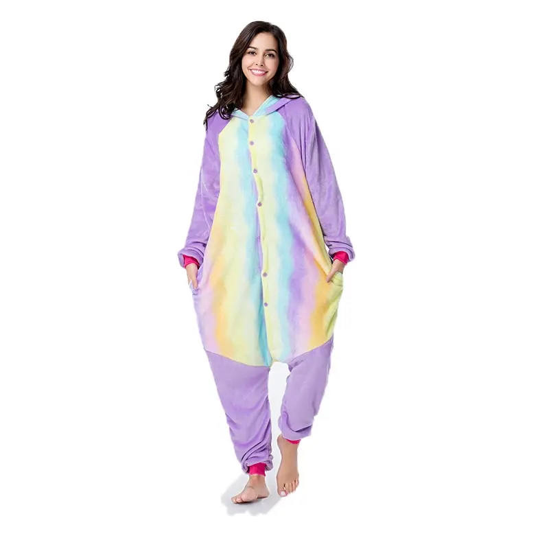 Kigurumi-pyjama licorne flanelle, nouveau costume unisexe de dessin animé, vente en gros, usine