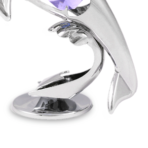 Crystocraft Figurine de décoration de table en forme de dauphin, style art populaire animalier tendance, chromée, décorée de cristaux taille brillant - Product Image 3