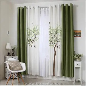 Fenster vorhänge Stoff vorhänge Romantisch Best Sale Natural Blackout Bedrucktes Leinen Wohnzimmer, Schlafzimmer Polyester Tülle