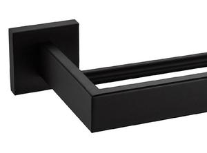 <span class=keywords><strong>Porte</strong></span>-serviettes <span class=keywords><strong>double</strong></span> en acier inoxydable moderne noir étagère de rangement organisateur support de rail pour salle de bain - Product Image 4