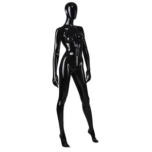 High glossy black color fiberglass abstract fashion shop window display female sexy dummy women mannequin full body for sale
