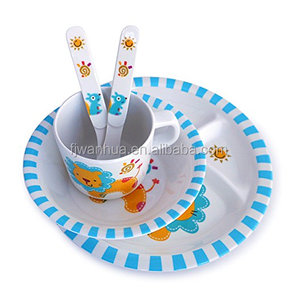 Services de table en mélamine 5 pièces pour enfants, service de table pour bébé, impression personnalisée, assiettes en mélamine - Product Image 2