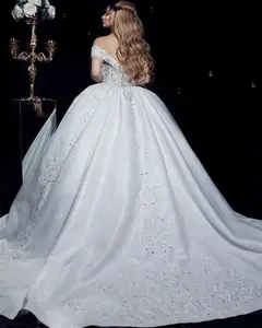 Vestidos de princesa para boda, sin hombros, estilo occidental, con cuentas y apliques de encaje, 2023