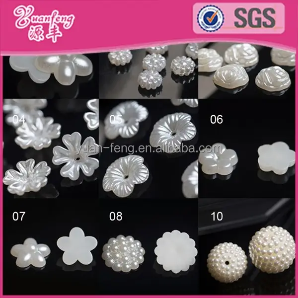 Perle atterrissage en gros personnalisé ABS imitation fleur forme fausse perle tous les types de perles pour vêtements