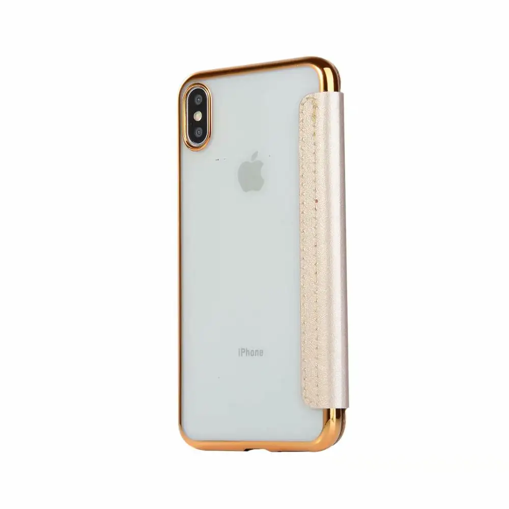 Funda de teléfono de cuero PU estilo billetera para iPhone, funda trasera transparente para iPhone X XR XS Max 5 5S SE 6 6S 7 8 Plus