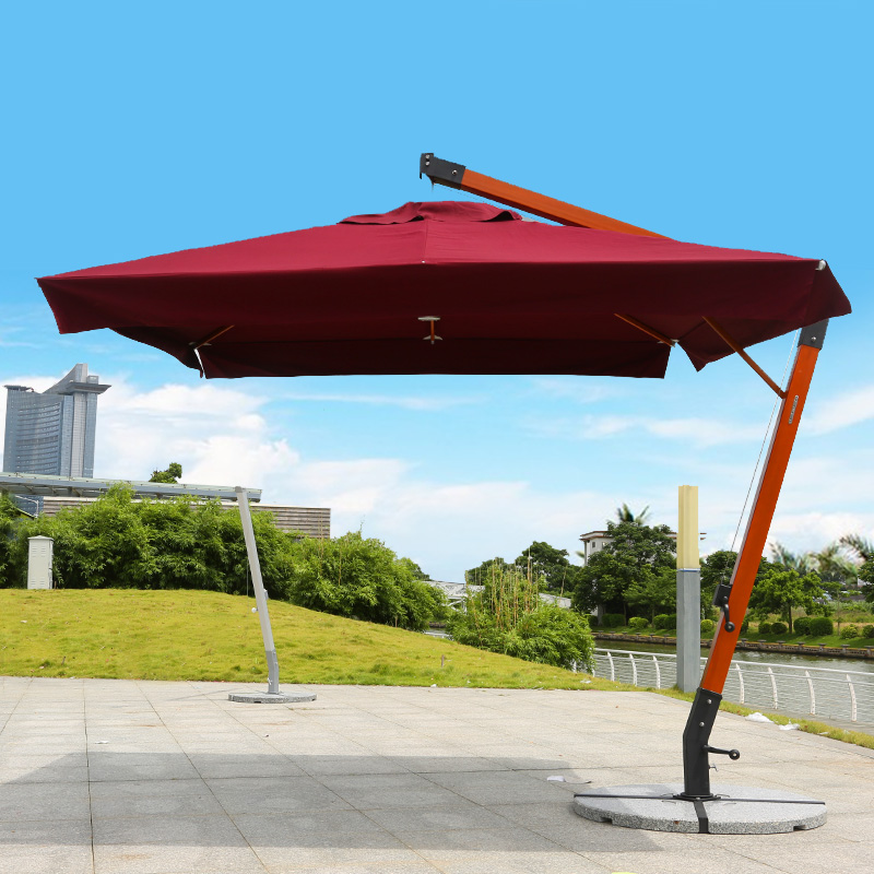 High-end commercial solid wood square outdoor umbrella