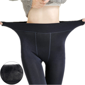Leggings minces d'hiver Super élastiques en faux velours pour femmes pantalons en cachemire chauds de grande taille avec fermeture à la taille élastique <span class=keywords><strong>motif</strong></span> solide - Product Image 1