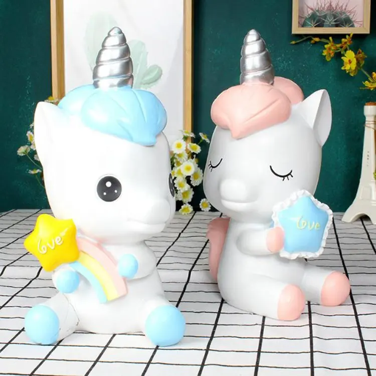 Hadiah Ulang Tahun Kartun Unicorn Celengan Lucu Dekorasi Kerajinan Resin Kotak Hemat Uang