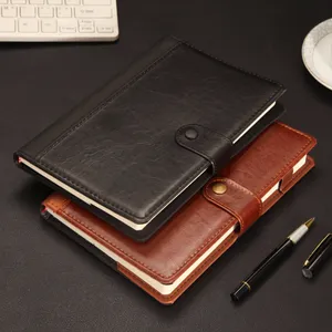 Customized PU Leather Printing Writing Hardback Promotional Handmade Notebook Office School Agenda With Pen Holder Manufacture