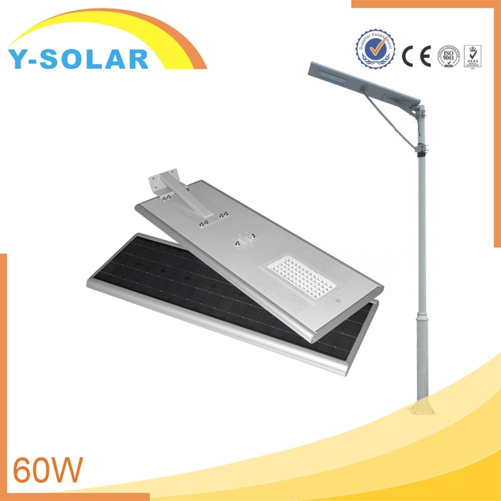 Y-SOLAR SL-60W-L todo en uno de la energía solar led lámpara de calle del sensor de movimiento integrado farolas solares 60 w