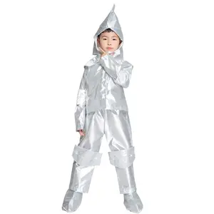 Hot Selling De Tovenaar van Oz Cosplay Kostuum Tin Man Kids Halloween Kostuum Voor Jongen