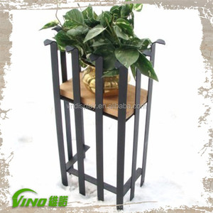 Handmade Wooden Plant Stand for Indoor Use, Customized Rustic Steel Plant Holder, Easy Assembled Ironwork Display Rack for Decor - Product Image 1