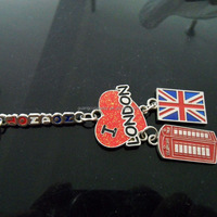 Londres Grande-Bretagne Souvenir en alliage de zinc émail drapeau coeur porte-clés porte-clés