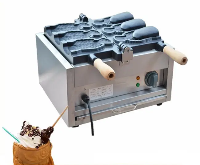 Fast Food Ijs Taiyaki Machine/Grote Vis Vormige Cakevorm/Open Mond Taiyaki Maker Machine