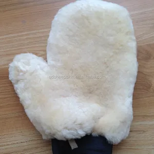 NATURAL Detailing glove sheep skin lamb wash mitt mammot MERINO car pad wool