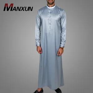 2018 新款流行男士服装温和风格阿拉伯 Thobe 高品质缎穆斯林 Jubah
