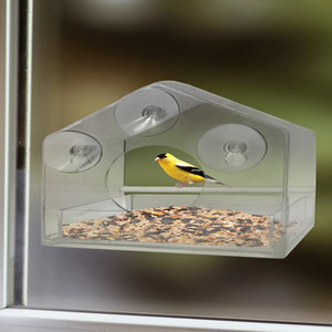 Mangeoire à oiseaux en acrylique transparent de grande taille résistante aux intempéries avec ventouses puissantes et plateau coulissant pour nichoir extérieur - Product Image 4