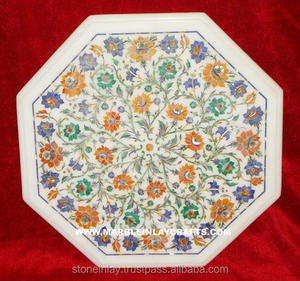 Pietra Dura Design ที่ไม่ซ้ำใครโต๊ะกาแฟหินอ่อนสีขาว - Product Image 1