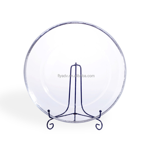 Piatto Decorativo in <span class=keywords><strong>Vetro</strong></span> con Bordo Argento, Piatti Trasparenti con Bordo Argentato, Piatto Rotondo per Tavola da Pranzo - Product Image 5