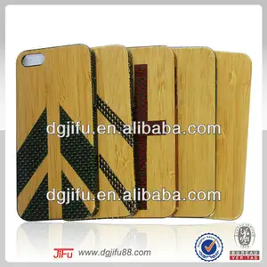 En fibre de carbone avec du bois ou du matériel en bambou couvercle du boîtier pour iphone 5& 5s, for iphone5s cas de bambou