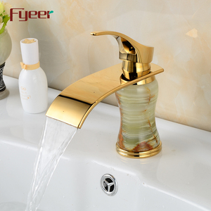 Nuovo Rubinetto da Bagno Fyeer alla Moda con Effetto Cascata, Rubinetto Dorato per Lavabo in Marmo - Product Image 2
