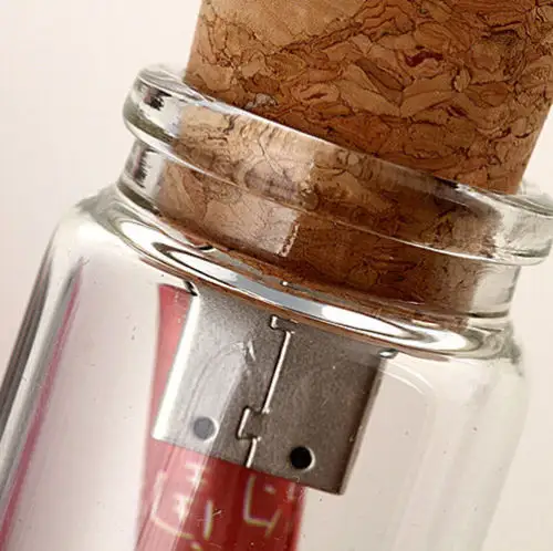Drift Bottle Glass Wooden USB 2.0 Flash Drive Memory usb Stick 8GB 16GB for Promotion Gift