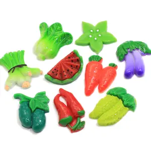 ผสมเรซิ่น Flatback Miniature ผลไม้ผัก Cabochon Kawaii พริกไทยแครอทสับปะรดเรซิ่น Slime Charms สำหรับ DIY Craft Decor