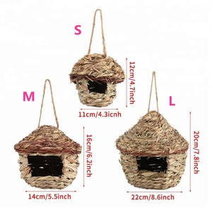 Mooie Ontwerp Stro Vogelnest Huis Handgemaakte <span class=keywords><strong>Birdhouse</strong></span> Bed Voor Vogels Papegaai Hamster Kleine Huisdieren Dieren Kooi Thuis Opknoping Decor - Product Image 3