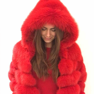 Moda nuevo estilo al por mayor chaqueta de piel de zorro genuina personalizada/sexo mujeres invierno rojo abrigo de piel de zorro Real - Product Image 1