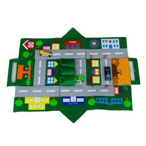 Tapis de jeu de voiture en feutre pour enfants, scènes de jeu en feutre de route, tapis de jeu