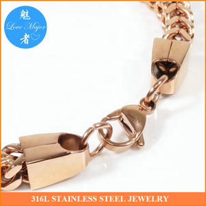 Rose Gold thép không gỉ trang sức Quảng Franco Chuỗi người đàn ông Vòng đeo tay 6 mét 8.7 "MJMB-036-2 - Product Image 3