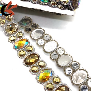 Nuevo amarillo AB resina diamantes de imitación adornos cinta apliques hierro-en para ropa de Carnaval y decoración de bolsos - Product Image 4